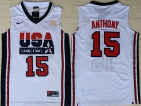 Wholesale Cheap 1992 Olympics Team USA #15 Carmelo Anthony White Swingman Jersey