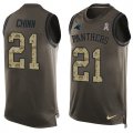 Wholesale Cheap Nike Panthers #21 Jeremy Chinn Green Men's Stitched NFL Limited Salute To Service Tank Top Jersey