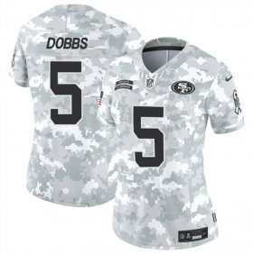 Cheap Women\'s San Francisco 49ers #5 Joshua Dobbs 2024 F.U.S.E Arctic Camo Salute To Service Limited Stitched Jersey(Run Small)