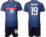 Wholesale Cheap Men 2020-2021 European Cup France home blue 19 Soccer Jersey