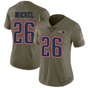 Wholesale Cheap Nike Patriots #26 Sony Michel Olive Women's Stitched NFL Limited 2017 Salute to Service Jersey