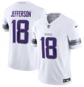 Wholesale Cheap Men\'s Minnesota Vikings #18 Justin Jefferson White F.U.S.E. Winter Warrior Limited Stitched Jersey