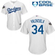 Wholesale Cheap Dodgers #34 Fernando Valenzuela White Cool Base 2018 World Series Stitched Youth MLB Jersey