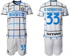 Wholesale Cheap Men 2020-2021 club Inter milan away 33 white Soccer Jerseys