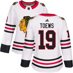 Wholesale Cheap Adidas Blackhawks #19 Jonathan Toews White Road Authentic Women\'s Stitched NHL Jersey