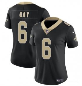 Cheap Women\'s New Orleans Saints #6 Willie Gay Black Vapor Football Stitched Game Jersey(Run Small)