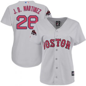 Wholesale Cheap Red Sox #28 J. D. Martinez Grey Road 2018 World Series Champions Women\'s Stitched MLB Jersey