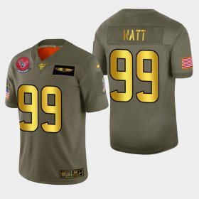 Wholesale Cheap Nike Texans #99 J.J. Watt Men\'s Olive Gold 2019 Salute to Service NFL 100 Limited Jersey