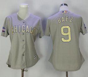 Wholesale Cheap Cubs #9 Javier Baez Grey 2017 Gold Program Cool Base Women\'s Stitched MLB Jersey