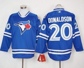 Wholesale Cheap Blue Jays #20 Josh Donaldson Blue Long Sleeve Stitched MLB Jersey