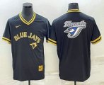 Cheap Men's Toronto Blue Jays Big Logo Black Gold Nike Cooperstown Legend V Neck Jersey