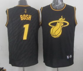 Wholesale Cheap Miami Heat #1 Chris Bosh Revolution 30 Swingman 2014 Black With Gold Jersey