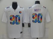 Wholesale Cheap Men Pittsburgh Steelers 90 T.J. Watt White Nike Rainbow version 2021 NFL Jersey