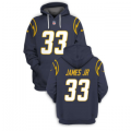 Wholesale Cheap Men's Los Angeles Chargers #33 Derwin James JR Navy 2021 Pullover Hoodie