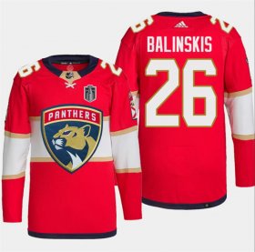 Cheap Men\'s Florida Panthers #26 Uvis Balinskis Red 2024 Stanley Cup Final Patch Stitched Jersey