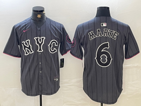 Cheap Men\'s New York Mets #6 Starling Marte Gray 2024 City Connect Cool Base Stitched Jersey