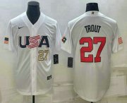 Cheap Men's USA Baseball #27 Mike Trout Number 2023 White World Baseball Classic Replica Stitched Jerseys