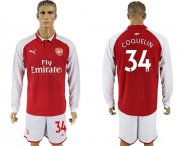 Wholesale Cheap Arsenal #34 Coquelin Red Home Long Sleeves Soccer Club Jersey