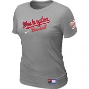 Wholesale Cheap Women's MLB Washington Nationals Light Grey Nike Short Sleeve Practice T-Shirt