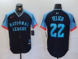 Men's Milwaukee Brewers #22 Christian Yelich Navy 2024 All Star Limited Stitched Jersey