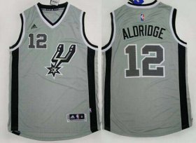 Wholesale Cheap Men\'s San Antonio Spurs #12 LaMarcus Aldridge Revolution 30 Swingman 2015 New Gray Jersey