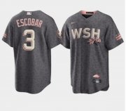 Wholesale Cheap Men's Washington Nationals #3 Alcides Escobar 2022 Grey City Connect Cherry Blossom Cool Base Stitched Jersey