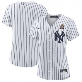 Cheap Women\'s New York Yankees Blank White 2024 World Series Cool Base Stitched Baseball Jersey(Run Small)