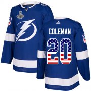 Cheap Adidas Lightning #20 Blake Coleman Blue Home Authentic USA Flag Youth 2020 Stanley Cup Champions Stitched NHL Jersey