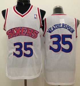 Wholesale Cheap Philadelphia 76ers #35 Clarence Weatherspoon White Swingman Throwback Jersey