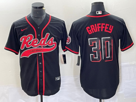 Wholesale Cheap Men\'s Cincinnati Reds #30 Ken Griffey Jr Black 2023 City Connect Cool Base Stitched Jersey