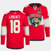 Cheap Men's Florida Panthers #18 Steven Lorentz Red Home 2024 Stanley Cup Champions Stitched Jersey