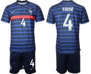 Wholesale Cheap Men 2020-2021 European Cup France home blue 4 Soccer Jersey