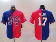 Cheap Men's Buffalo Bills #17 Josh Allen Red Blue Team Cool Base Stitched Baseball Jersey