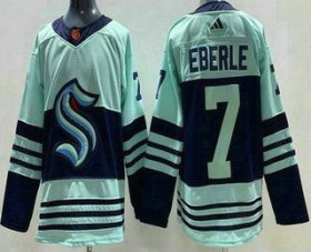 Cheap Men\'s Seattle Kraken #7 Jordan Eberle Light Green 2022 Reverse Retro Authentic Jersey