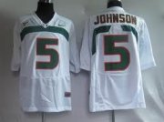 Wholesale Cheap Miami Hurricanes #5 Johnson White Jersey