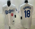 Cheap Men's Los Angeles Dodgers #18 Yoshinobu Yamamoto Number White Stitched Cool Base Nike Jersey