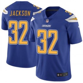 Wholesale Cheap Nike Chargers #32 Justin Jackson Electric Blue Men\'s Stitched NFL Limited Rush Jersey