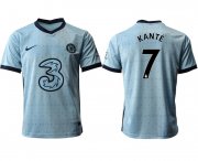 Wholesale Cheap Men 2020-2021 club Chelsea away aaa version 7 Light blue Soccer Jerseys