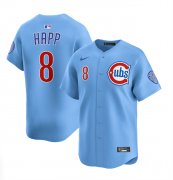 Cheap Men's Chicago Cubs #8 Ian Happ Blue 2024-25 2nd Alternate Limited Stitched Baseball Jersey