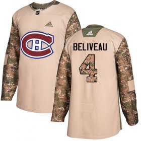 Wholesale Cheap Adidas Canadiens #4 Jean Beliveau Camo Authentic 2017 Veterans Day Stitched NHL Jersey