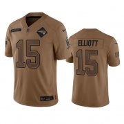 Wholesale Cheap Men's New England Patriots #15 Ezekiel Elliott 2023 Brown Salute To Service Limited Football Stitched Jersey