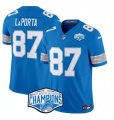 Cheap Men's Detroit Lions #87 Sam LaPorta Blue 2024 NFC North Champions F.U.S.E. Vapor Limited Stitched Jersey