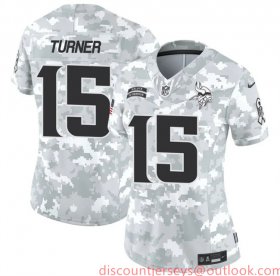 Cheap Women\'s Minnesota Vikings #15 Dallas Turner 2024 F.U.S.E Arctic Camo Salute To Service Limited Stitched Jersey(Run Small)