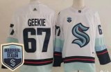 Wholesale Cheap Men's Seattle Kraken #67 Morgan Geekie White 2021-22 Season Inaugural Authentic Jersey