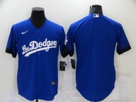 Wholesale Cheap Men\'s Los Angeles Dodgers Blank Blue 2021 City Connect Cool Base Stitched Jersey