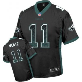 Wholesale Cheap Nike Eagles #11 Carson Wentz Black Alternate Men\'s Stitched NFL Elite Drift Fashion Jersey