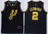 Wholesale Cheap San Antonio Spurs #2 Kawhi Leonard Revolution 30 Swingman 2014 Black With Gold Jersey