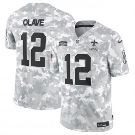 Men\'s New Orleans Saints #12 Chris Olave 2024 Arctic Camo Salute To Service Limited Stitched Football Jersey