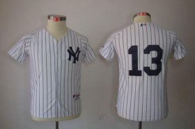 Wholesale Cheap Yankees #13 Alex Rodriguez Stitched White Youth MLB Jersey