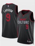 Men's Miami Heat #9 Pelle Larsson Black 2024 Draft City Edition Stitched Basketball Jersey